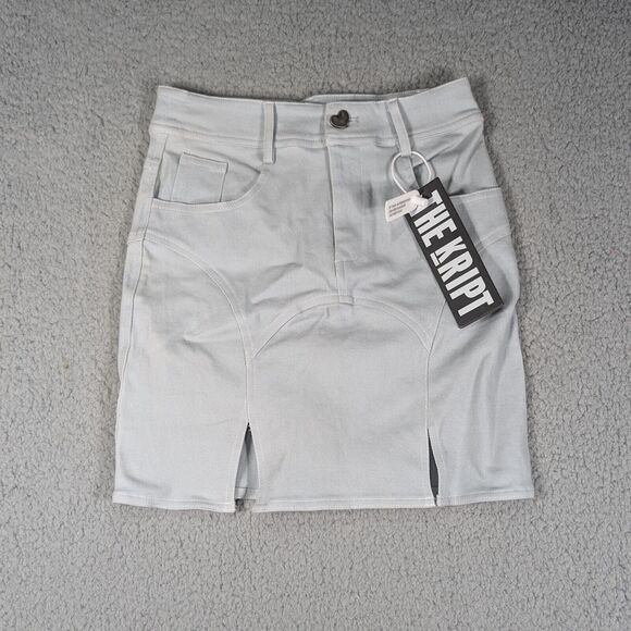 The Kript Skirt Womens Size Extra Small Gray Denim Mini Skirt - Picture 1 of 5